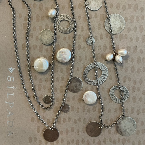 Silpada Pearl and Sterling Silver Disc 36” Necklace N2197 - Picture 9 of 15